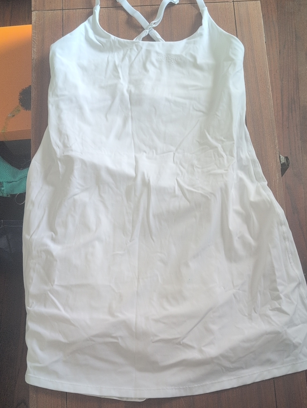 White Women’s One-Piece Swim Dress with Crossback Straps